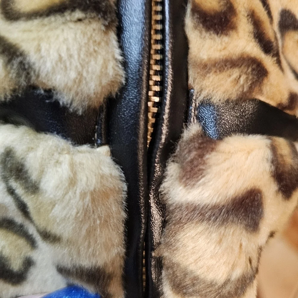 Children's Place 6-9 Months Leopard Coat with Leather Trim Like New